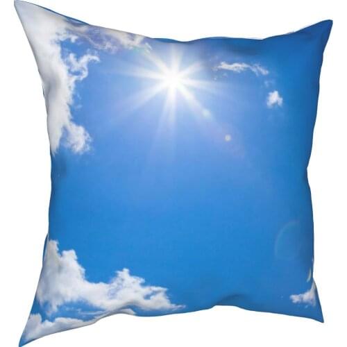 Blue sky white cloud 3D printed pillow case simple style linen pillow case hugging sky home decoration pillow case