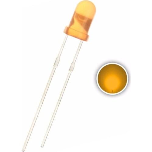 100pcs 3mm Diffused Orange Through Hole Diode Light 602-610nm DC 2V 20mA Round 3 mm DIP LED Light-Emitting Diode Lamp