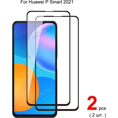 2pcs For Huawei P Smart 2021 Full Cover Tempered Glass Screen Protector Protective Glass Guard Film