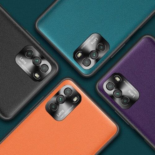 For Xiaomi POCO M3 Case Luxury Vegan leather Grain Matte protective Back Cover Case For xiaomi poco m3 full cover phone shell