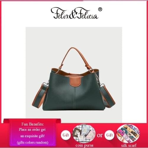 FELIX & FELICIA Fashion Shoulder Bags For Women Brand Ladies Handbag Casual PU Leather Crossbody Retro Design Tote Messenger Bag