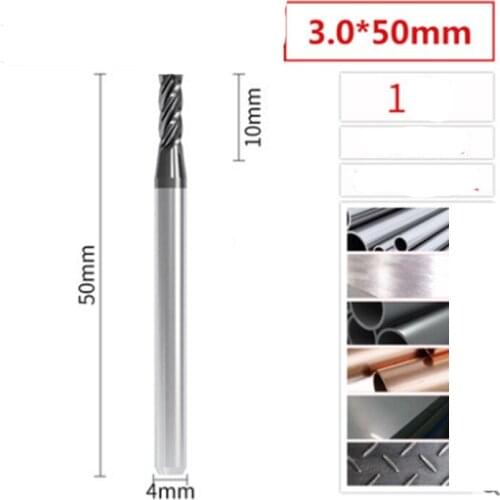 1PC 3.0*50MM Tungsten Steel Milling Cutter CNC Carbide Cutter Milling Cutter 45 Degrees CNC Milling Machine New