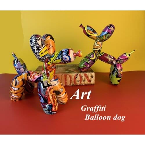 Art Graffiti Balloon Dog Simple Creative Art Color Resin Dog Decorations Home Entrance Wine Cabinet Office Ornaments Crafts