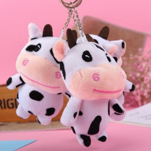 Cute Cattle Design Plush Doll Stuffed Toy Keychain Key Holder Bag Pendant Decor Plush Doll Stuffed Toy Keychain Key Holder Bag P