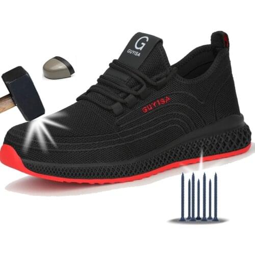 Men Work Shoes Air Mesh Steel Toe Breathable Working Shoes Man Safety Lightweight Puncture-Proof Safety Boots Dropshipping