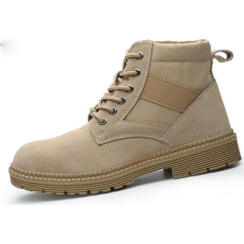 Mens Steel Toe Safety Shoes Leather bulletproof Midsole Casual Anti Slip Work Ankle Boots Male Military Shoes In Outdoor Shoes