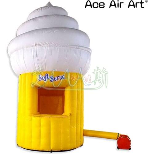Nice ice cream shaped inflatable ice cream concession booth slush sale stand kiosk tent with middle window for sale