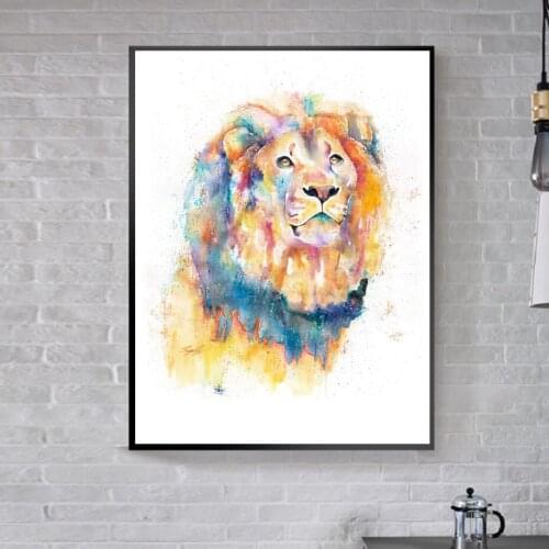Colorful Water Color Animals Lion Posters Wall Art Canvas Painting Animal Posters Wall Prints Best Gifts Living Room Home Decor