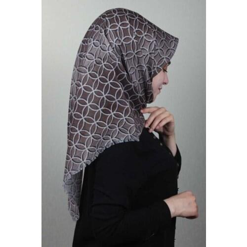 SHAREL SHİNE PATTERNED SILVERY LINEN SCARF-DESEN-01-RENK-15