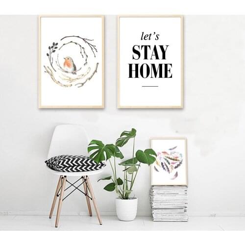 Nordic Decoration Bird Feather Wall Art Canvas Posters and Prints Minimalist Painting Wall Pictures for Living Room Home Decor