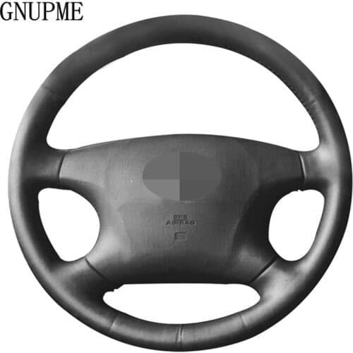 DIY Hand-stitched Black Artificial Leather Car Steering Wheel Covers Wrap for Toyota Camry 2002-2004 Highlander Avalon 2002-2004