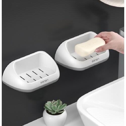 ABS Bathroom Soap Box Storage Rack Soap Dish Wall Mounted Sponge Holder Warer DrainTray Plate Shelf for Bathroom Accessories