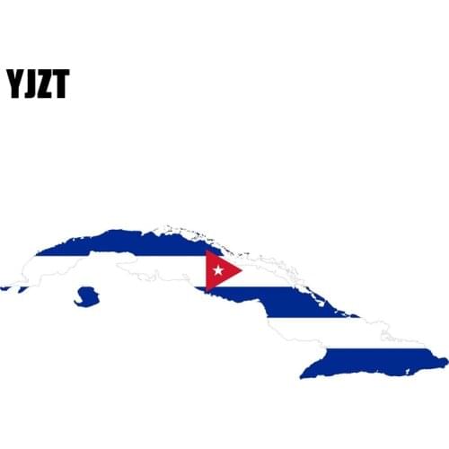 YJZT 16.9CM*5.8CM Car Styling Cuba Outline Flag Map Car Sticker Reflective Decal 6-1277