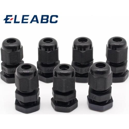 10 Pcs PG7 Black Plastic Waterproof Cable Glands Joints