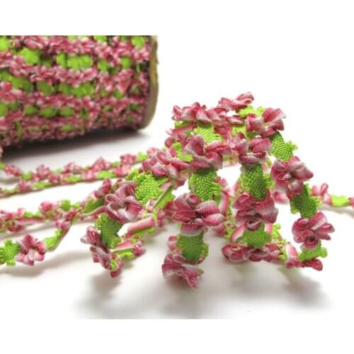 2 Yards Fuchsia Ombre Beanie Shape Color Woven Rococo Ribbon Trim|Decorative Floral Ribbon|Scrapbook Materials|Decor