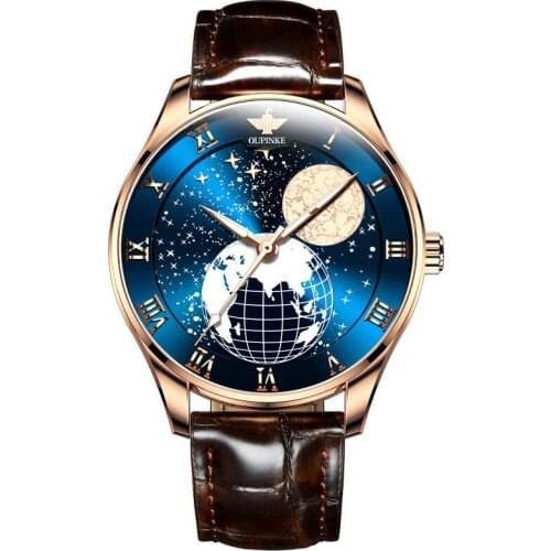 2021 Luxury Pilot Mens Watch Automatic Mechanical Moon Phase Display Business Gift Watch Male Personality Tough Guy Sport Clock
