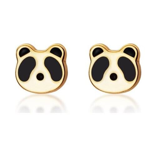 5mm Small REAL. 925 Sterling Silver Black Eye panda Stud Earrings Animal Charms Cute C-G5875