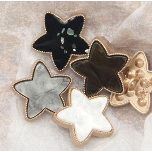 6pcs 30mm Vintage Star Gold Metal Dress Buttons For Clothing Women Coat Sweaters Garment Big Decorations Accessories Wholesale