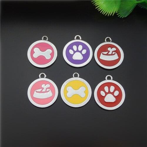 6PCS Mix Style Round Colorful Dog Footprint Bone Printing Charms Wholesale Handmade Crafts Accessory Finding Popular Items 51805