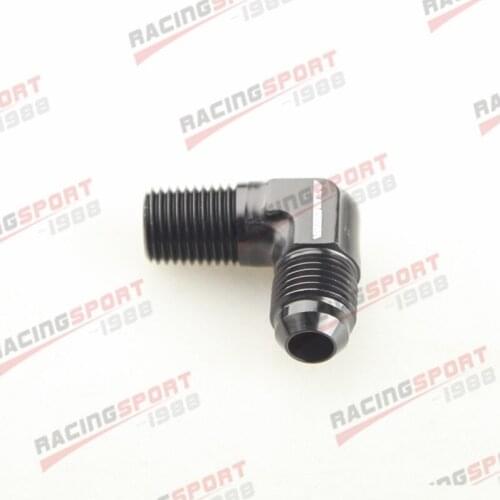 6AN AN6 AN-6 To 1/4" NPT 90 Degree Male Fitting Adapter Aluminum Black