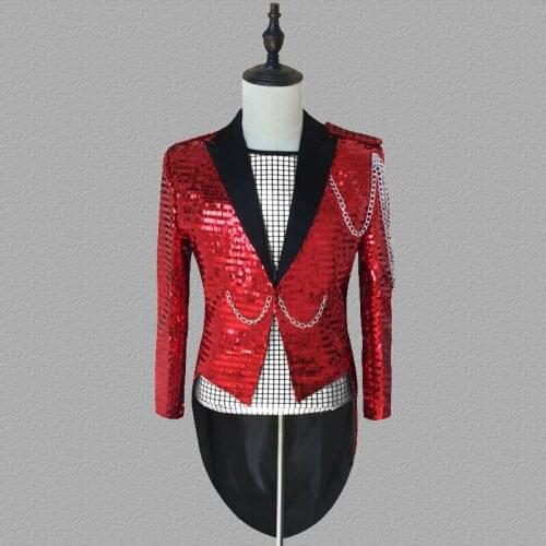 Paillette Male Master Sequins Tuxedo Stage Costumes Men Terno Suit MC Host Clothing Singer Suits & Blazer Show Jacket Outerwear