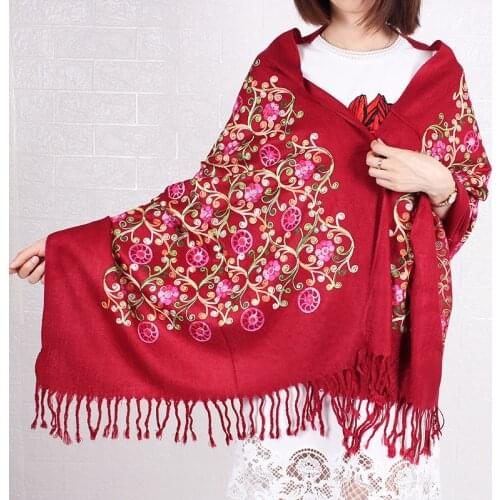 Spring And Autumn Style Ethnic Embroidered Cashmere Scarf India Nepal Big Shawl Travel Cashew Thin Long Scarf Female Hijab Шарф