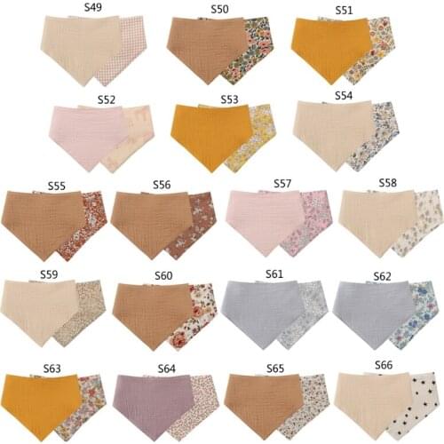 18 Styles Baby Double Sided Snap Button Saliva Towel Feeding Drool Bib Soft Cotton Triangle Burp Cloth for Newborn Toddler