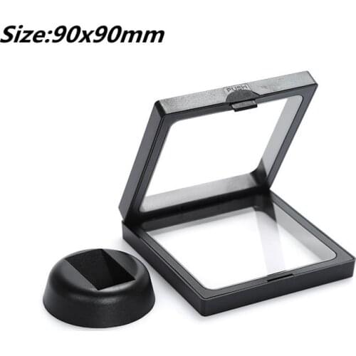 90*90MM PET Elastic Membrane Jewelry Ring Pendant Display Stand Holder Packaging Box Protect Jewelery Floating Presentation Case