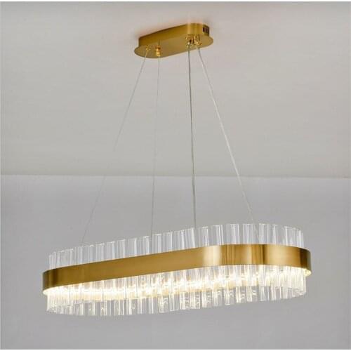Elegant Modern Crystal Metal Ceiling Chandelier Restaurant Bar Villa Pendant Lamp Fixture Lighting LED Suspension Lamps PA0607