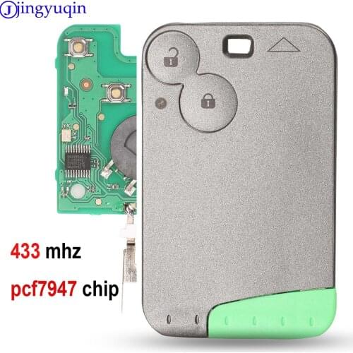Jingyuqin 433 MHz Pcf7947 Chip 2 Button Remote Card Smart Car Key for Renault Laguna with Uncut Key Blade