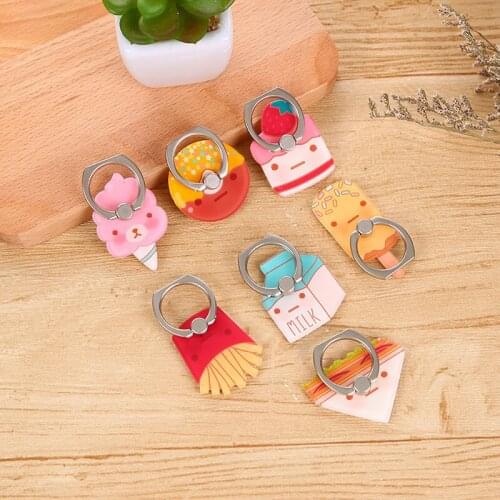 Cartoon Food French Fries Sandwich Smartphone Finger Ring Holder Ice Cream Cake Milk Mobile Phone Stand For All Phone