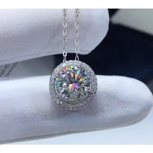 Passed Diamond Test Perfect Cut D Color VVS1 Moissanite Round Shape Pendant S925 Sterling Silver Necklace Luxury Jewelry Gift
