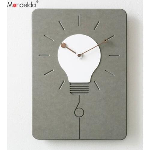 Square Light Bulb Factory Direct Low Price High Quality Fashion Wall Clock Decor Home Gift Big Bulb Grey&Black