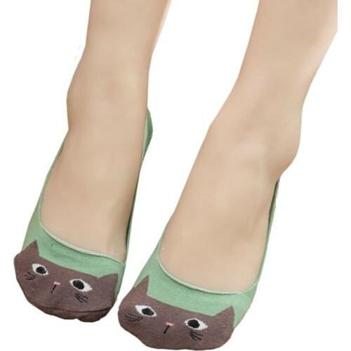 4 Pairs High Quality Cotton Sock Slippers Anti-Slip Female Socks Summer Invisible Cat Pig Boat Socks Women Anti Slip Sock