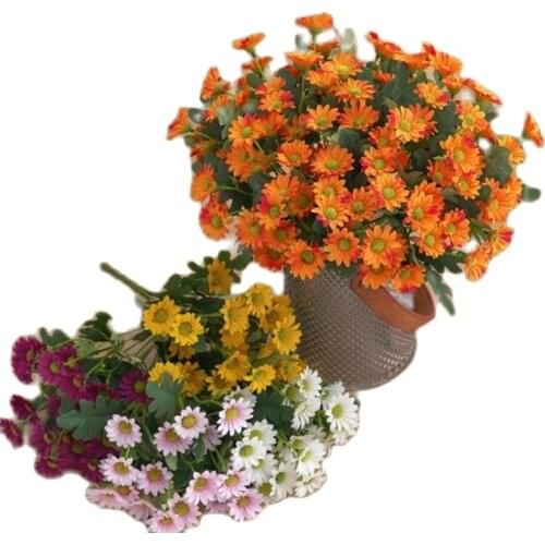 ONE Fake Daisy (7 Stems/Bunch) 12.2" Length Simulation Mini Sunflower for Wedding Home Decorative Artificial Flowers