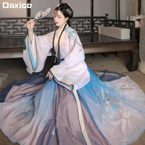 Original Embroider Chinese Ancient Hanfu Dress Oriental Traditional Han Dynasty Princess Clothing National Party Cosplay Costume