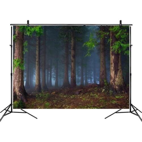 Landscape Backdrop Beautiful Night Forest Scenery Party Photography Background Holiday Celebration Photo Booth Studio Decor