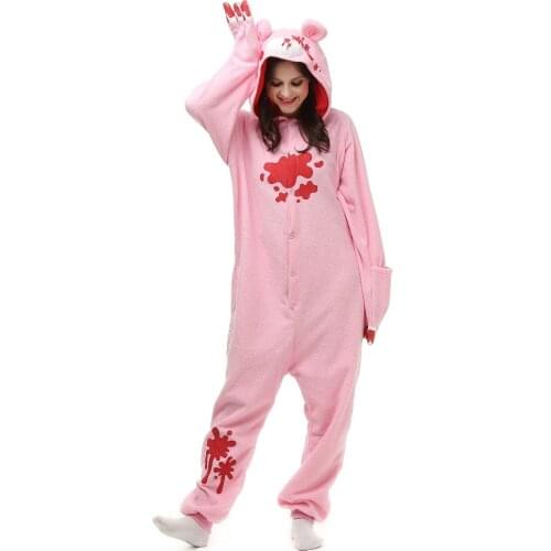 Pink Gloomy Bear Kigurumi Unicorn Adult Onesies Cartoon Pajamas Animal Halloween Party Costume Jumpsuits Hooded Pyjamas Suit