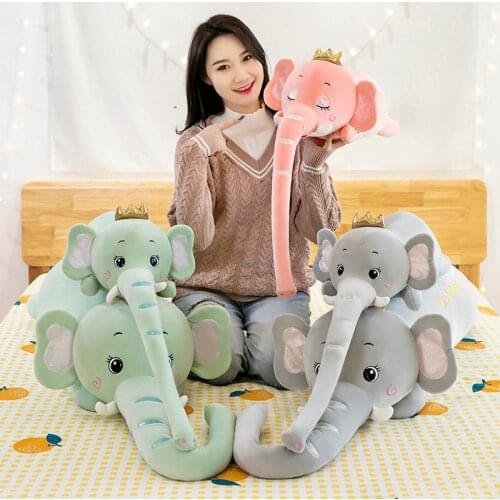 95-160cm Appease Fluffy Long Nose Elephant Pillow Soft Sleeping Stuffed Animals Plush Toys Baby Playmate Gifts For Children