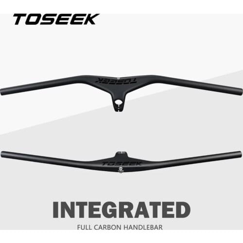 TOSEEK MTB Full carbon One Integrated Handlebar Super light 3K+matte Mountain bike Handlebar -17 Degree Stem Handlebar 600-760mm
