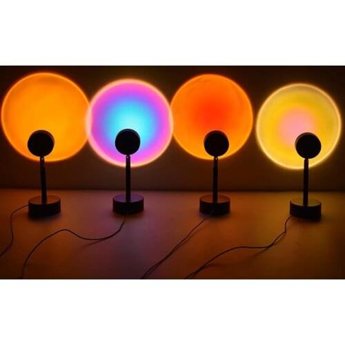 USB Rainbow Sunset Red Projector LED Night Light Sun Projection Desk Lamp For Bedroom Bar Coffee Shop Wall Decoration Lighting
