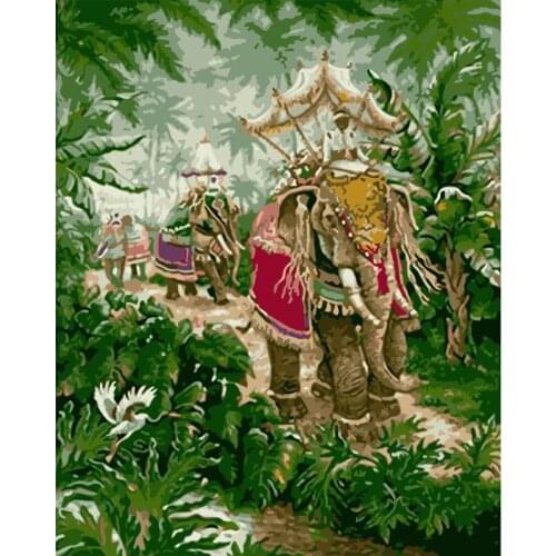 Frame DIY Painting By Numbers acrylic Colorful Animals Elephant Hand Painted Oil Paint By Numbers For Home Decor Art