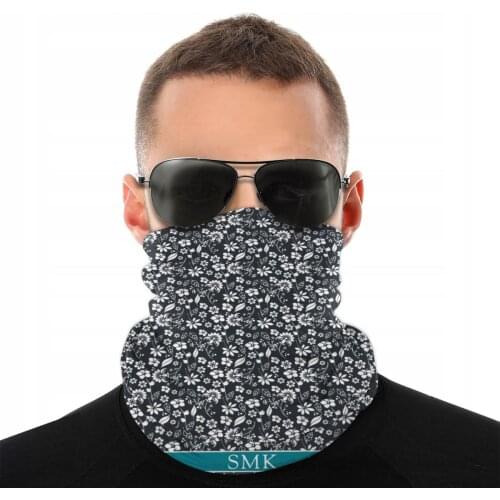 Pretty Teal Turquoise Floral Scarf Half Face Mask Men Women Neck Warmer Seamless Bandanas Polyester Headwear Cycling Hiking