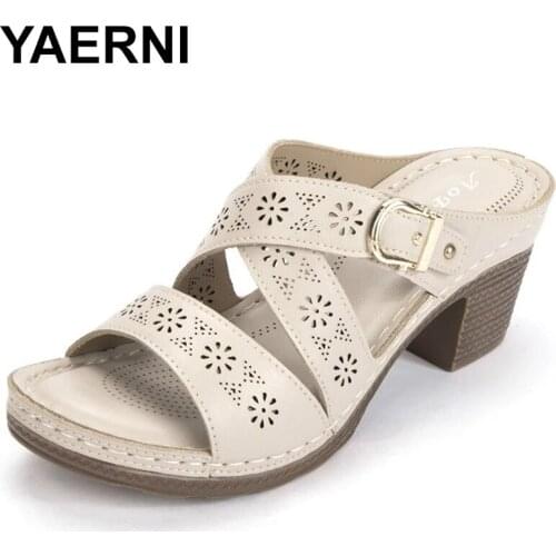 YAERNI 2021New Casual Wedges Slippers Soft Cross Belt Anti-Slip Home Floor Slides Ladies Hollow Out Summer Shoes Womens Sandals