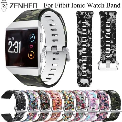 Silicone Strap For Fitbit Ionic Smart Watch Band Accessories Printed Flower Band Replacement Wristband Strap