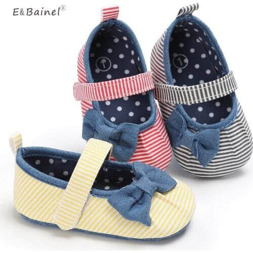 Newborn Infant Baby Shoes Cotton Striped Kids Toddler Crib Shoes Soft Soled Prewalker First Walkers Baby Girls Shoes