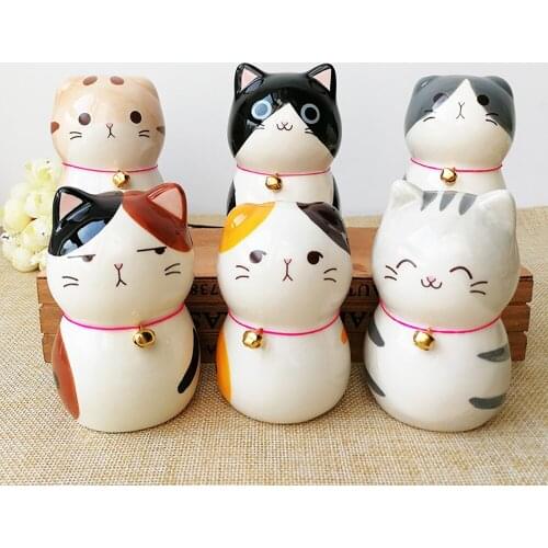 Car Ornament Ceramic Cat Bell Figure Doll Cute Lovely Decoration Automotive Interior Dashboard Cats Craft Toys Accessories Gifts