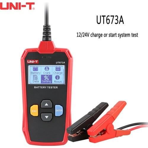 UNI-T UT673A UT675A Car Battery Tester Charger Analyzer 12V 24V Voltage Battery Test Car Battery Tester Charging Scanner Tool