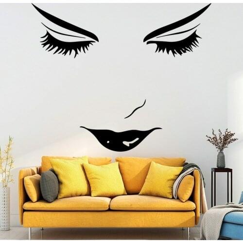 Beauty Salon Girls Face Wall Decal Vinyl Woman Spa Girls Room Wall Stickers For Beauty Salon Decoration Art Wall Decor Z620