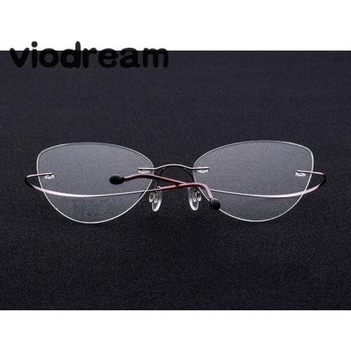 Viodream super-elastic Rimless Cat eye Fashion Myopia Presbyopic Glasses Frame Prescription Eyeglasses Frames Oculos De Grau 003